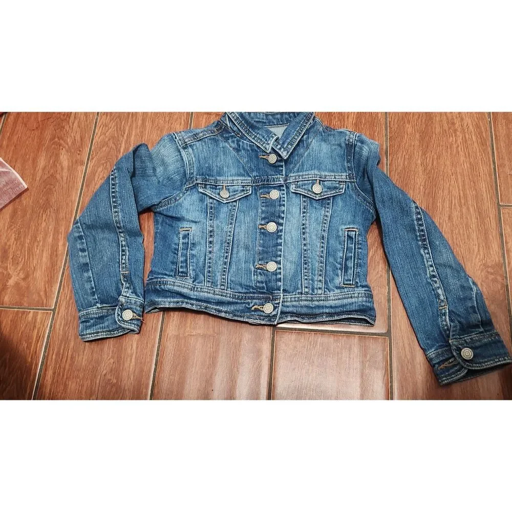 OLD NAVY Girls Youth XS (5) X-small Denim Blue Jean Denim Trucker Jacket